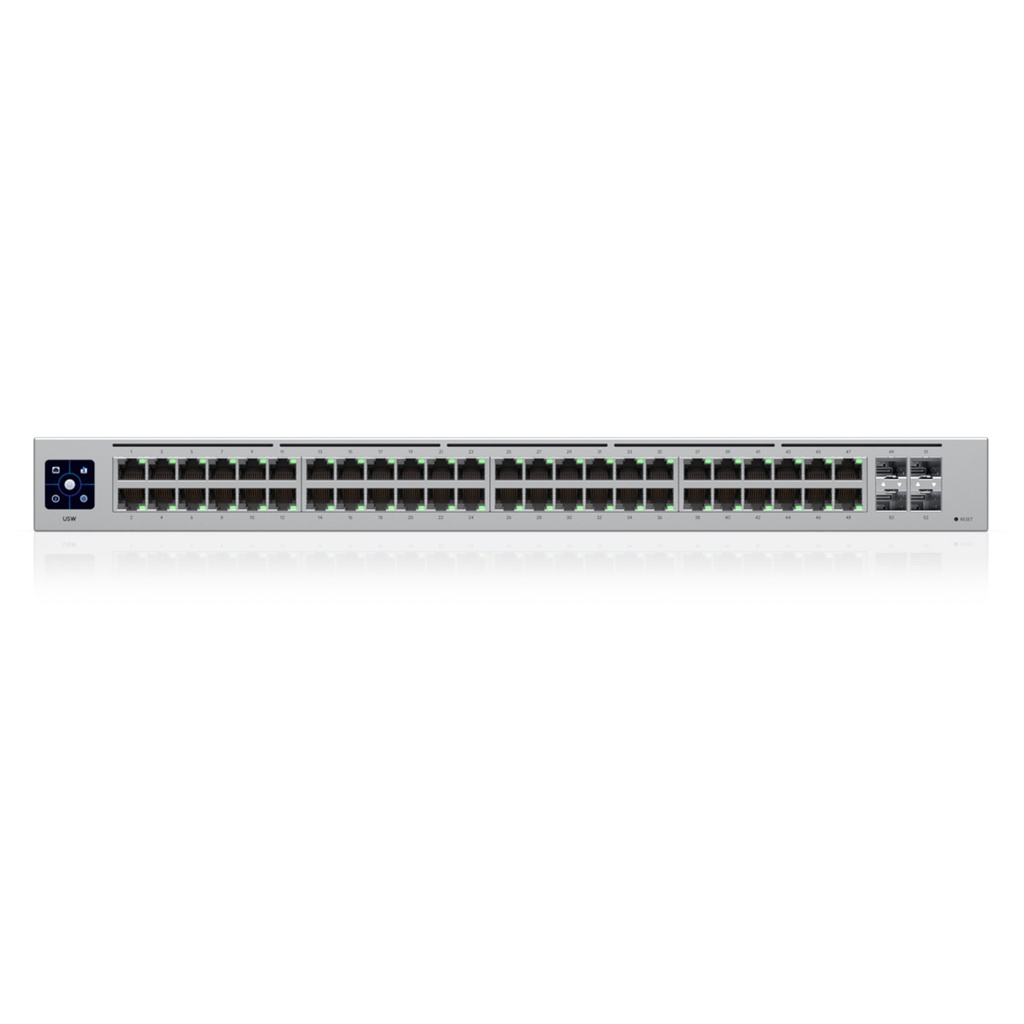[USW-48] Ubiquiti - Switch UniFi Capa 2 de 48 puertos (32 puertos PoE 802.3af/at + 16 puertos Gigabit) + 4 puertos 1G SFP 195W Pantalla Informativa