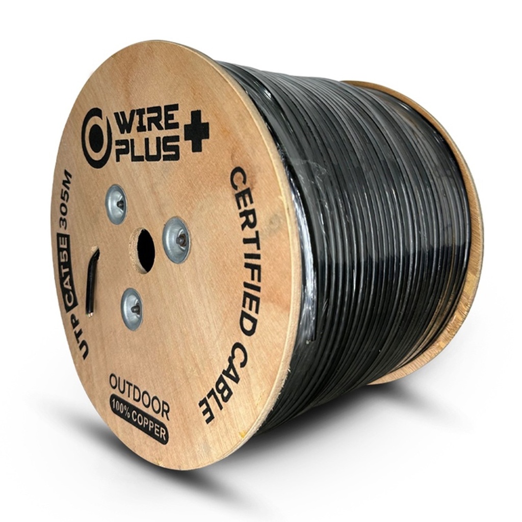 [CAB-UTP5-305-CO-OUT] Wireplus - Cable UTP Categoria 5E 100% Cobre Exterior Color Negro [Bobina 305 Metros]