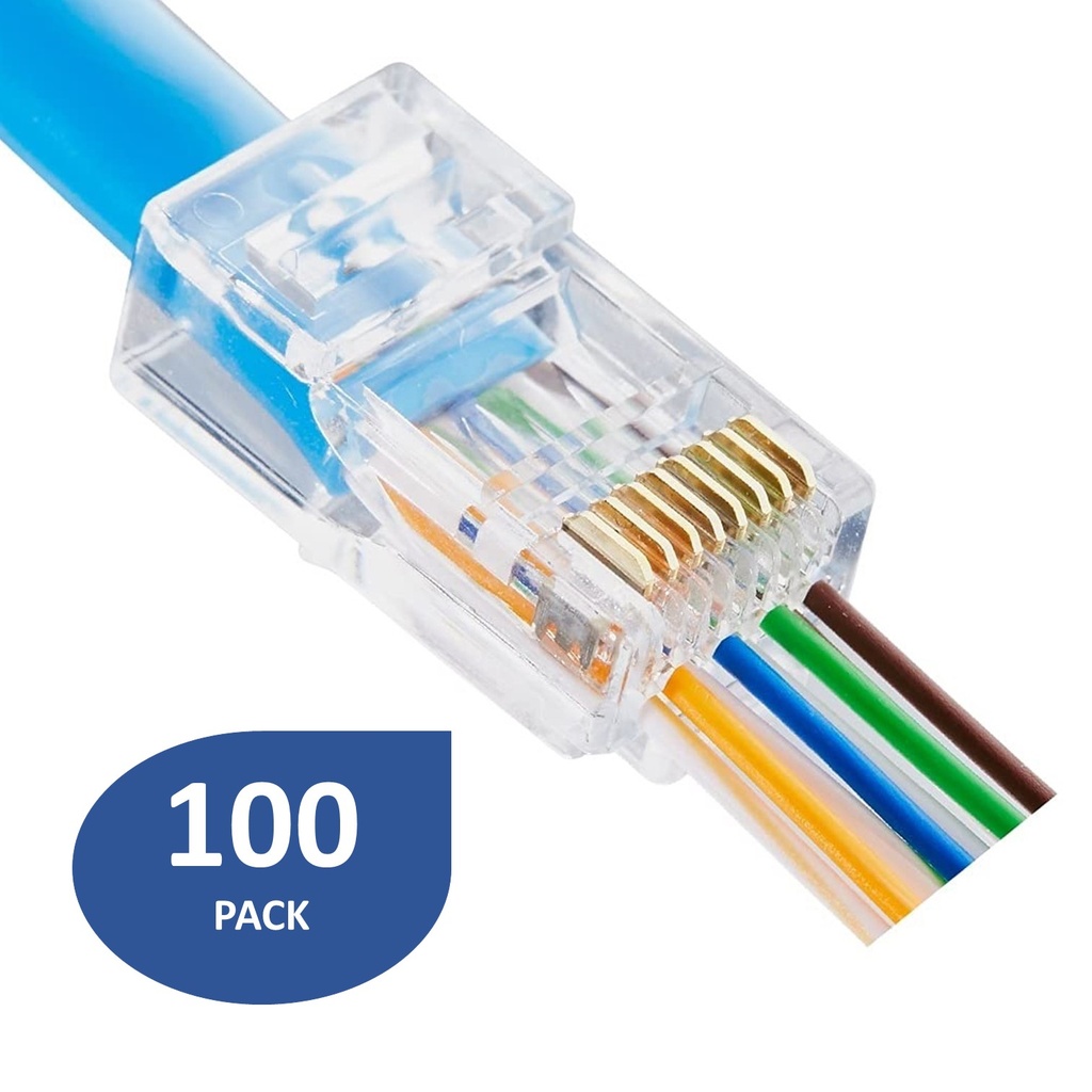 [STC-RJ45-CAT5E-PU] STC - Conector RJ45 Categoria 5E Pass-Through Pasante [100 Unidades]