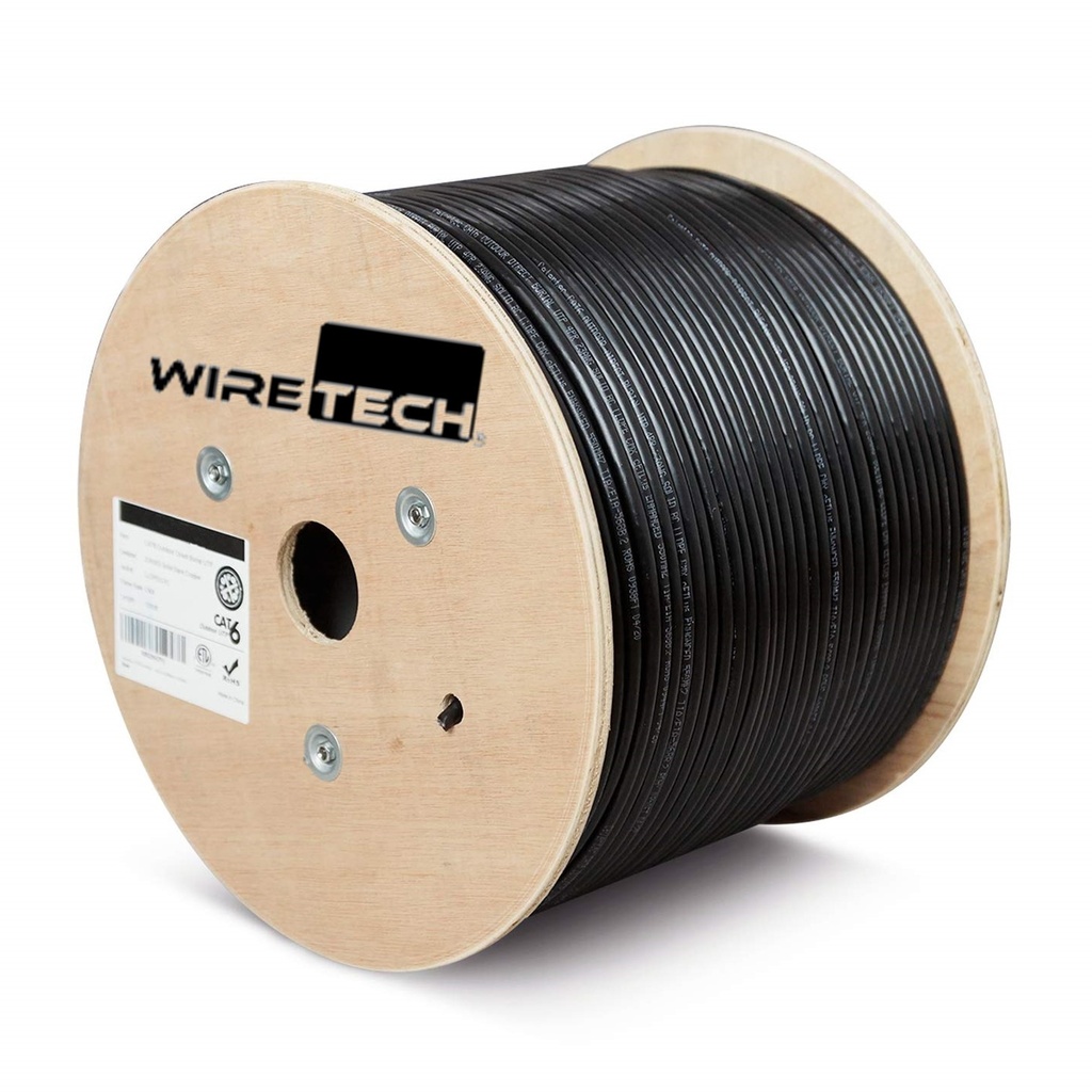 [305CAT6EXT] WireTech - Cable UTP Categoria 6 Outdoor Negro [Bobina 305 Metros]