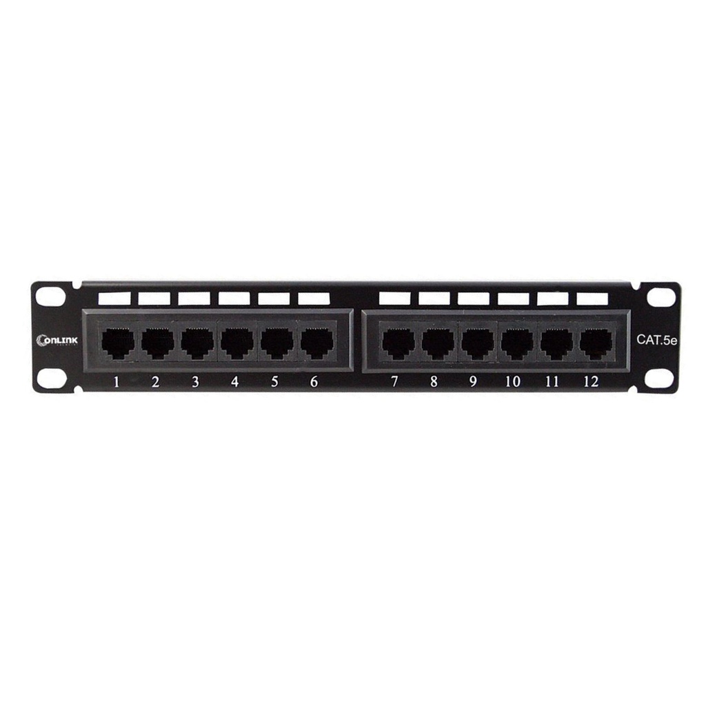 [PN-UTP5E12-Mini] Onlink - Mini Patch Panel 12 Puertos 10" 1U Categoria 5E