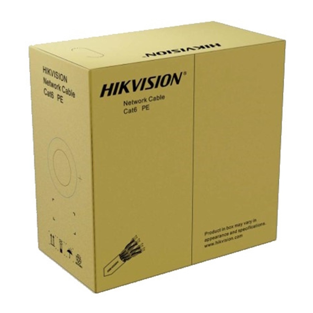 [DS-1LN6OUSPE] Hikvision - Cable U/UTP Categoria 6 100% Cobre 0.55mm Exterior Negro [Caja 305 Metros]