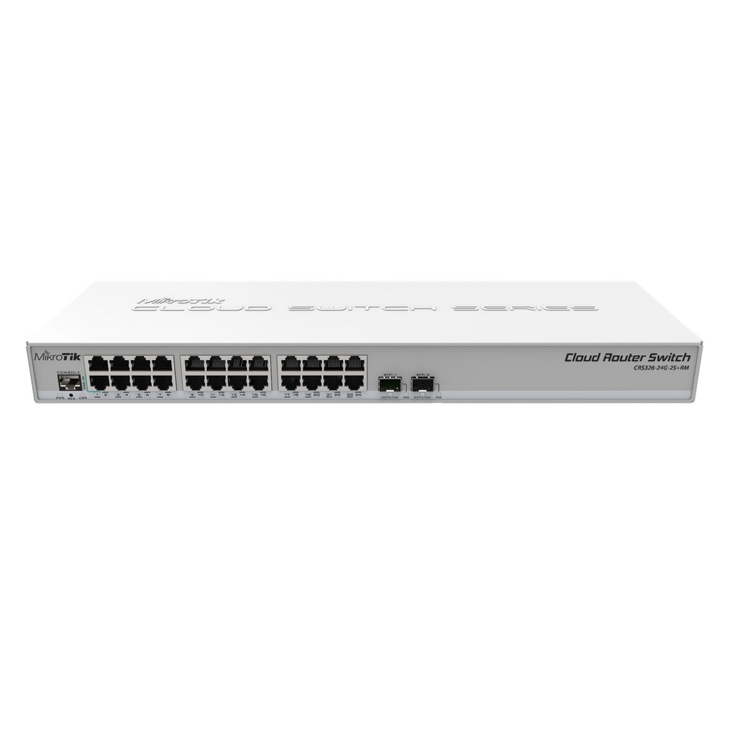 [CRS326-24G-2S+RM] Mikrotik - Cloud Router Switch 326-24G-2S+RM with RouterOS L5, 1U rackmount enclosure