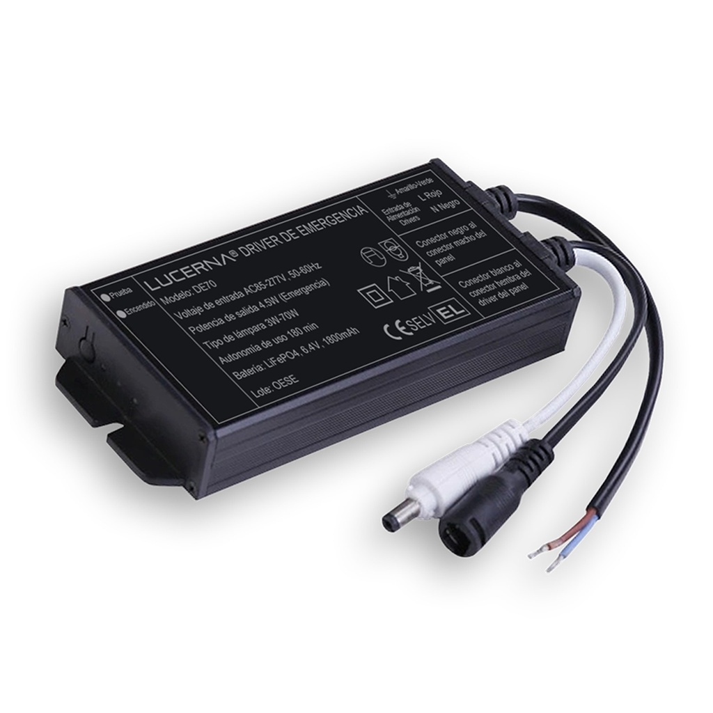 [DRIVER-3W-70W-E] Lucerna - Driver de EmeRGEncia 3W-70w ideal para panel led 