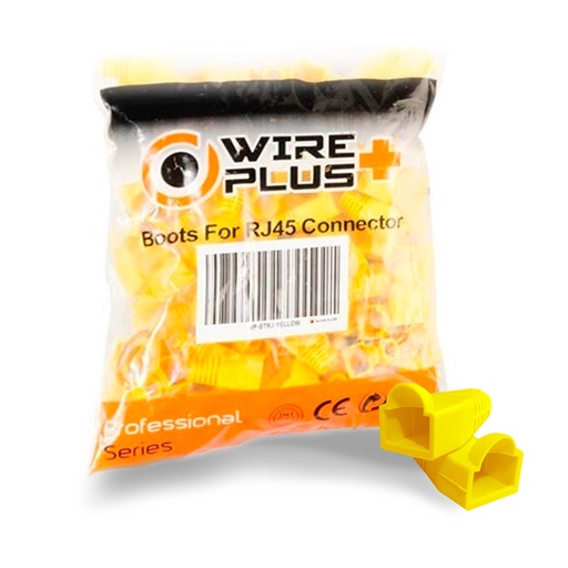 [020041] [WP-BTRJ-YELLOW] Wireplus - Botas Protectoras RJ45 Color Amarilla [100 Unidades]