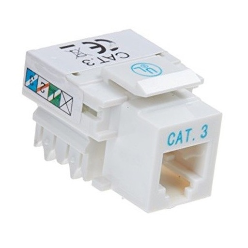 [020196] [WP-KRJ-C3TLF] Wireplus - Conector Keystone Jack Coupler Categoria 3 Blanco [Unidad]