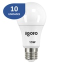 [IG-BL15W-10PACK] Igoto - Bombillo LED Bulbo 15W 6500K Luz Fria Rosca E27 IG-BL15W [10 Unidades] Igoto