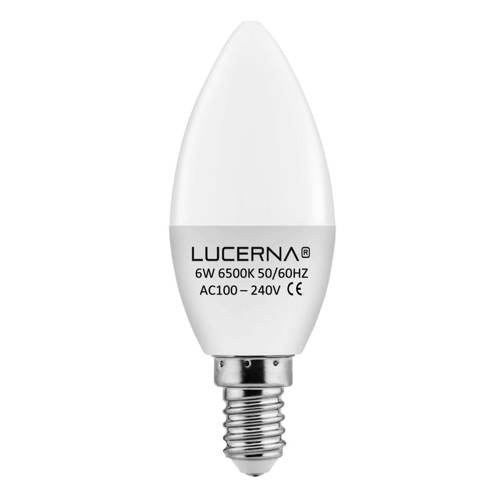 [6W-V-E14-6.5K] Lucerna - Bombillo LED Vela 6W 6500K Luz Fria 640lm Rosca E14