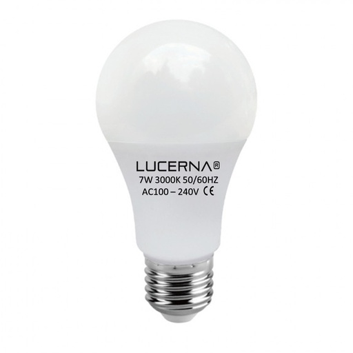 [050226] [7W-B-E27-3K] Lucerna - Bombillo LED Bulbo 7W 3000K Luz Calida 630lm Rosca E27 A60