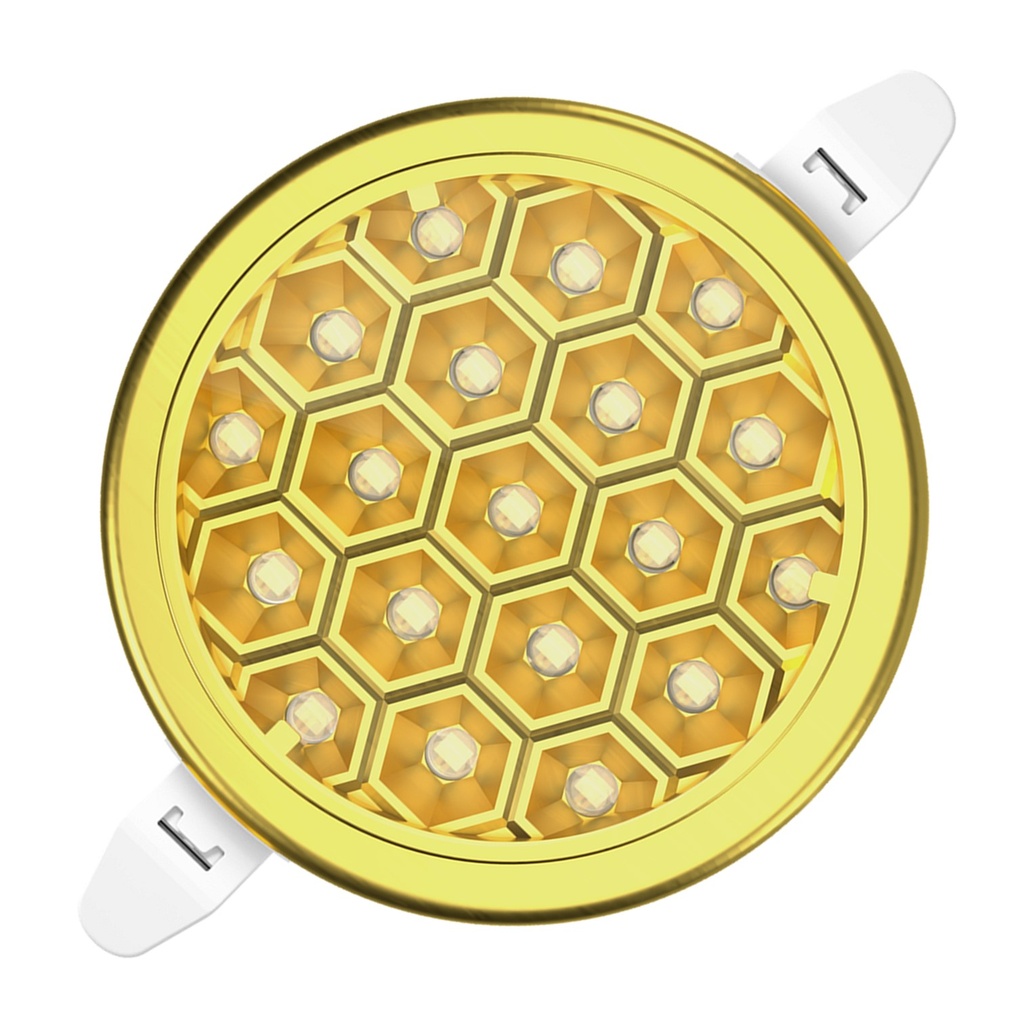 [DL-030-AG] DuraLED - Lampara Panel LED 36W 6500K Luz Fria Tipo Colmena Redonda Empotrar Borde Dorado
