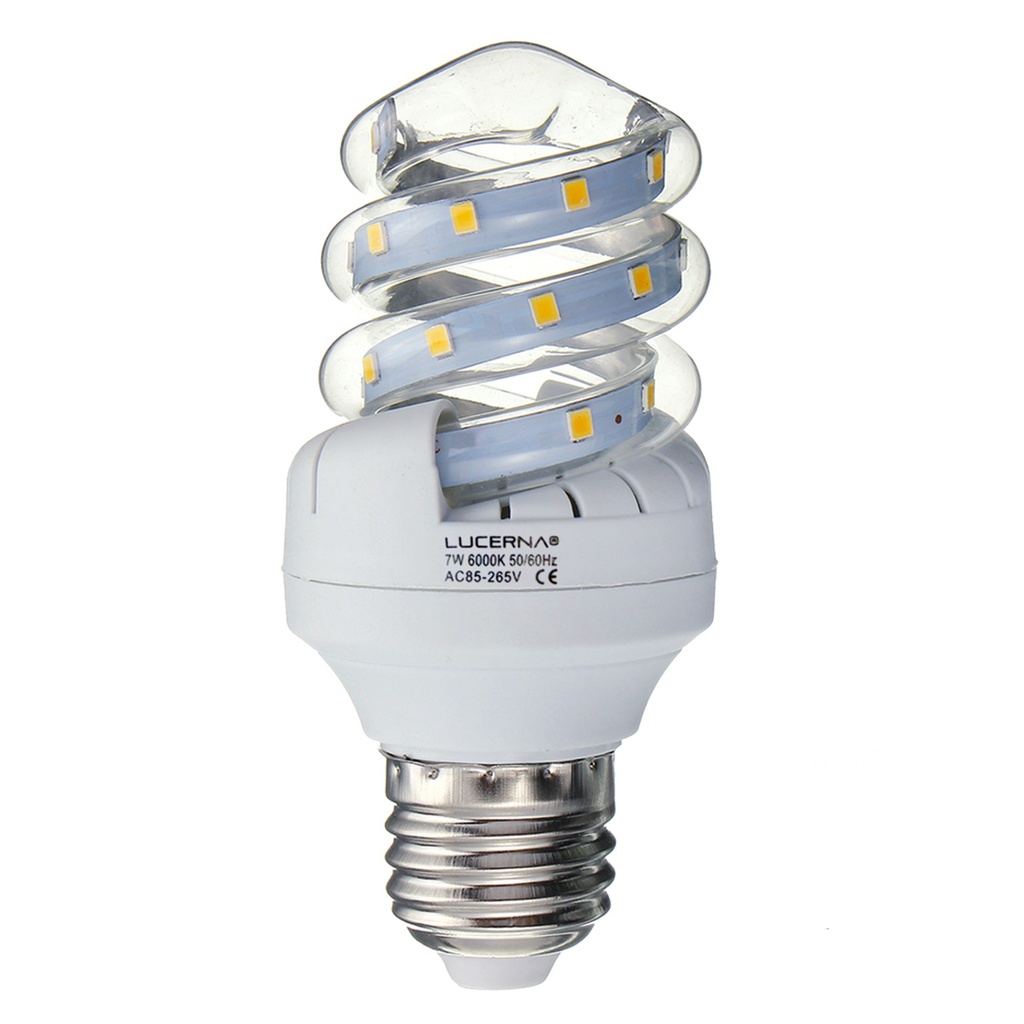 [7W-E-E27-6.5K] Lucerna - Bombillo LED Espiral 7W 6500K Luz Fria 630lm Rosca E27