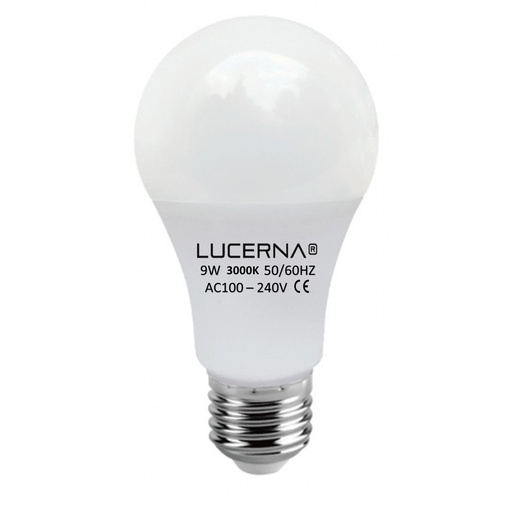 [050638] [9W-B-E27-3K] Lucerna - Bombillo LED Bulbo 9W 3000K Luz Calida 810lm Rosca E27 A60