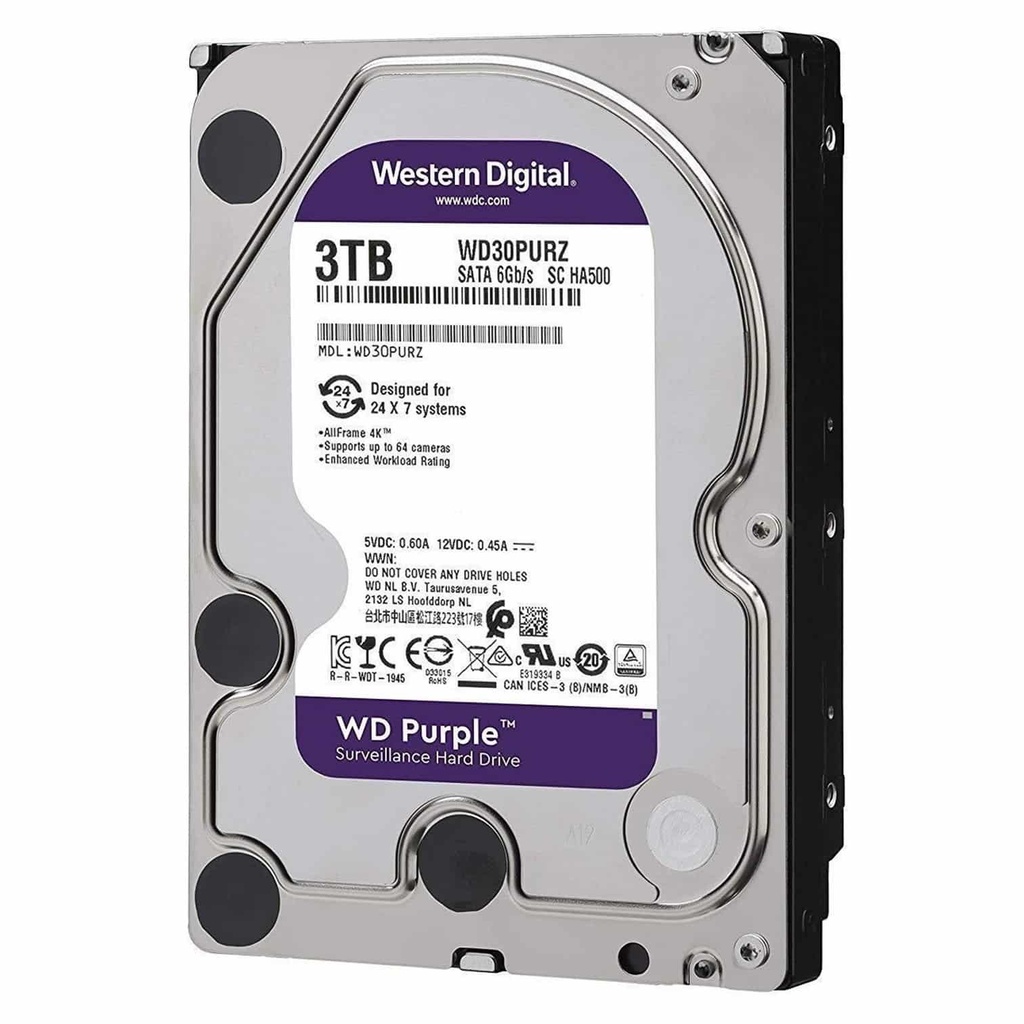 [WD30PURZ] Western Digital - Disco Duro Purple SATA III 3Tb 5400 rpm Cache 64Mb 3.5" Videovigilancia