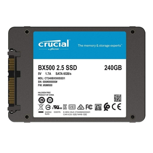 [060439] [CT240BX500SSD1] Crucial - Disco de Estado Solido SSD 240Gb 2.5" BX500