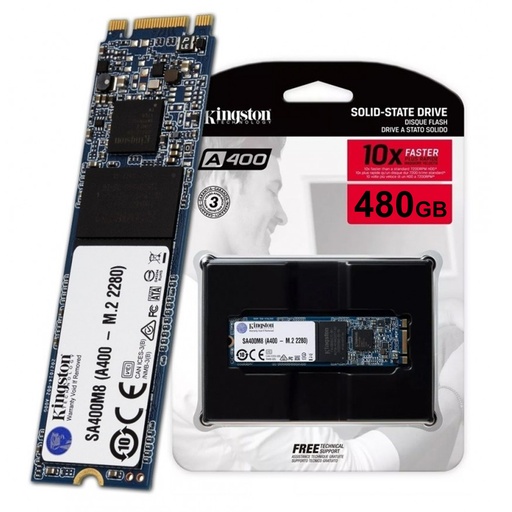 [060452] [SA400M8/480G] Kingston - Disco de Estado Solido SSD A400 480Gb SATA III 500 MB/s M.2 2280