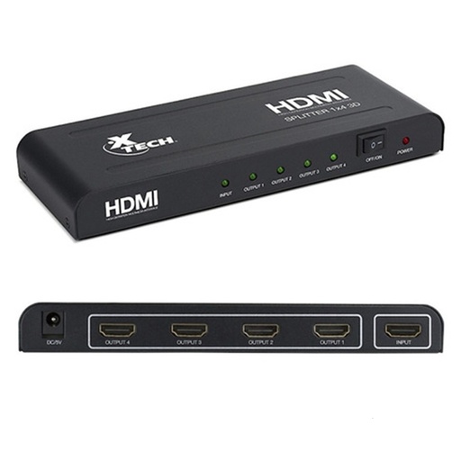 [060677] [XHA-410] Xtech - Splitter Activo HDMI Hembra 1x4