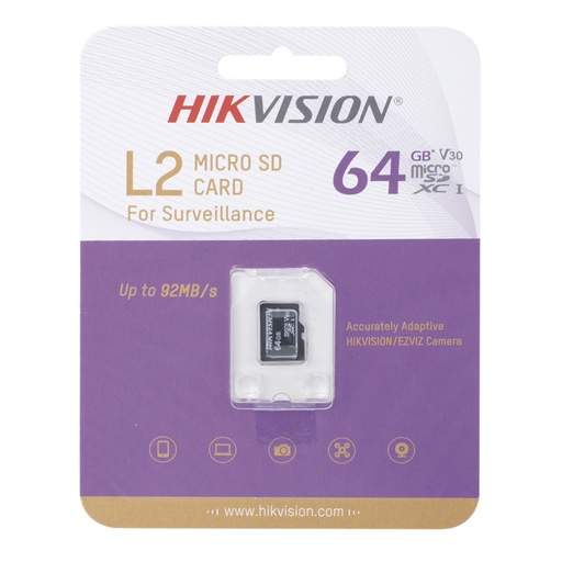 [060733] [HS-TF-L2/64G] Hikvision - Memoria Micro SDHC para Videovigilancia 64GB 92MB/s Clase 10 Hikstorage