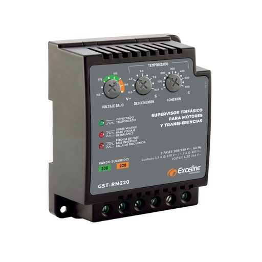 [070066] [GST-RM220] Exceline - Supervisor Trifasico 220V [Bornera]