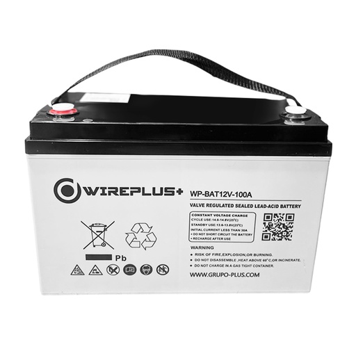 [070228] [WP-BAT12V-100A-G] Wireplus - Bateria Sellada Acido-Plomo 12V 100Ah