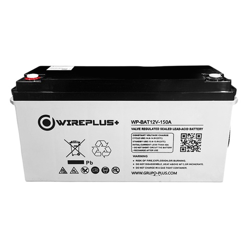 [070229] [WP-BAT12V-150A-G] Wireplus - Bateria Sellada Acido-Plomo 12V 150Ah
