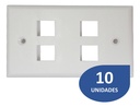 [WP-FP04-WHITE-10UND] Wireplus - Placa Frontal FacePlate 4 Tomas Blanco [10 Unidades]