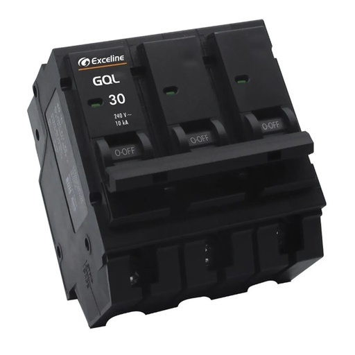 [070538] [GQL-30A-3] Exceline - Breaker Enchufable GQL TermoMagnetico 30Amp [3 polos]