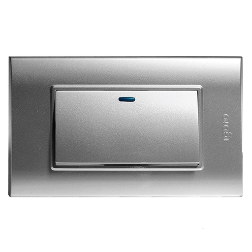 [070559] [B512-S] Igoto - Interruptor Simple Largo Serie B Plata