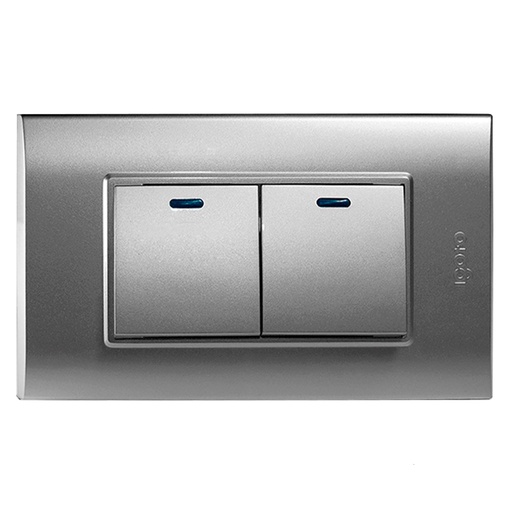 [070561] [B514-S] Igoto - Interruptor Doble Largo Serie B Plata