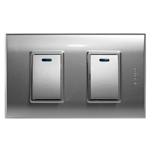 [070562] [B514S-S] Igoto - Interruptor Doble Pequeño Serie B Plata