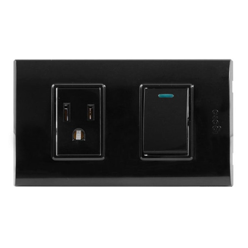 [070577] [B316-B] Igoto - Interruptor Simple + Toma Corriente Serie B [Negro]