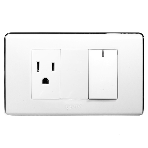 [070605] [A6036] Igoto - Interruptor Simple + Toma Corriente Serie A [Blanco]