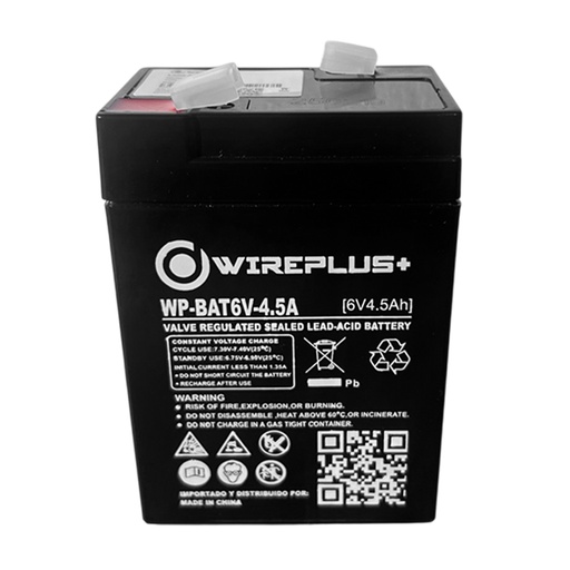 [080002] [WP-BAT6V-4.5A] Wireplus - Bateria Sellada Acido-Plomo 6V 4.5Ah