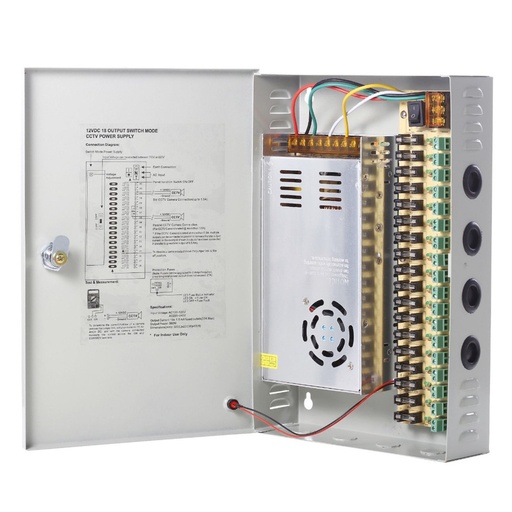 [080019] [STC-FC30A18CH] STC - Fuente Centralizada 18 Canales 12V 30Amp
