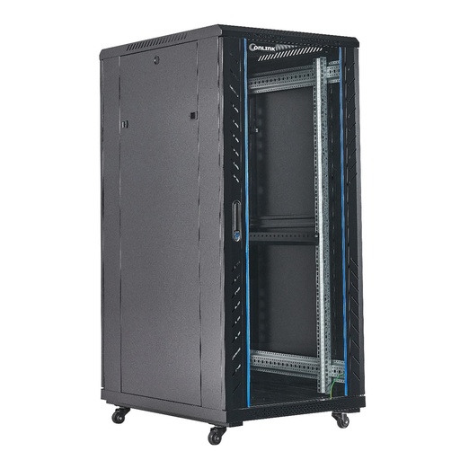 [020897] [AS6827-VDM/600x800] Onlink - Rack de Piso Cerrado 27U 600x800x1387mm con Puerta Frontal de Vidrio y Doble Puerta Trasera de Malla