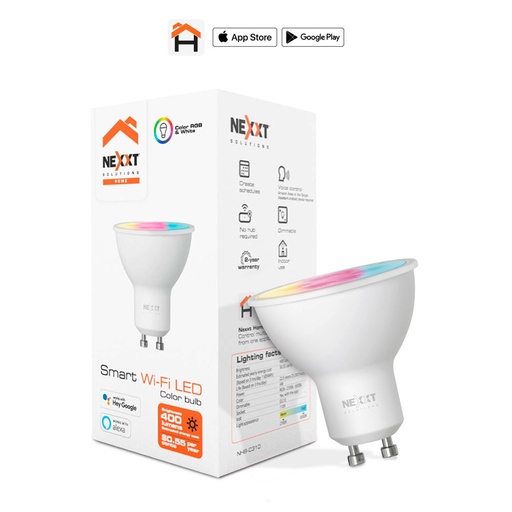 [050663] [NHB-C310] Nexxt Home - Bombillo LED 4W RGB Inteligente 110V GU10 WiFi