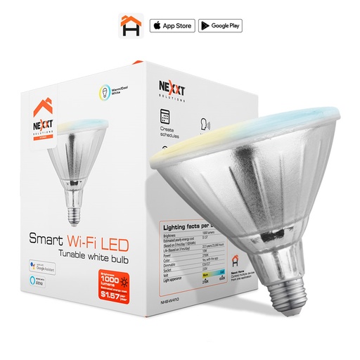 [050659] [NHB-W410] Nexxt Home - Bombillo LED 10W Blanco Regulable [2700 a 6500K] Inteligente 110V PAR38 WiFi