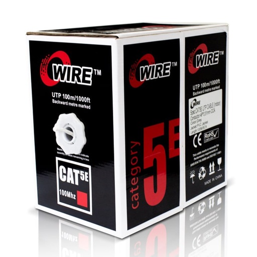 [020963] [ATO-CUC5INDCCA1] Owire - Cable UTP Categoria 5E CCA Interior Color Gris [Caja 100 Metros]