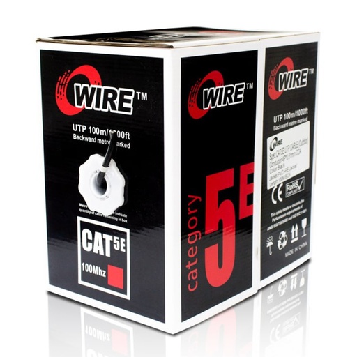 [020964] [ATO-CUC5OUTCCA1] Owire - Cable UTP Categoria 5E CCA Exterior Color Negro [Caja 100 Metros]