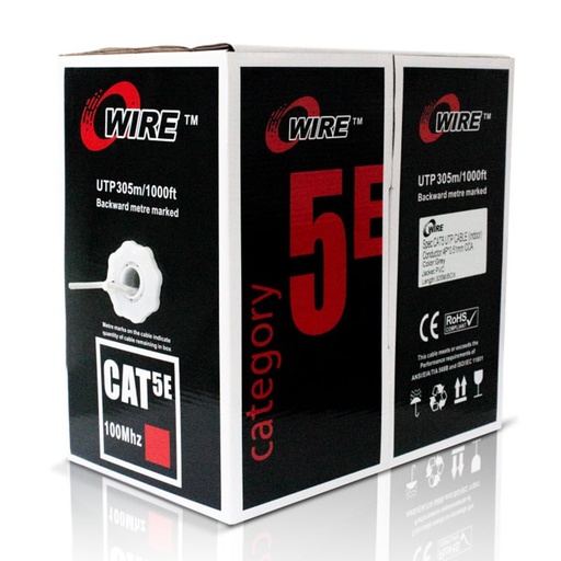[020965] [ATO-CUC5INDCCA3] Owire - Cable UTP Categoria 5E CCA Interior Color Gris [Caja 305 Metros]