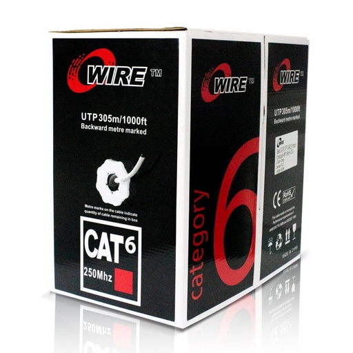[020969] [ATO-CUC6INDCCA3] Owire - Cable UTP Categoria 6 CCA Interior Color Gris [Caja 305 Metros]