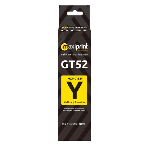 [100204] [MXP-GT52Y] Maxiprint - Tinta Compatible HP 70ml Yellow GT52