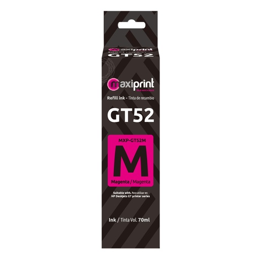 [100206] [MXP-GT52M] Maxiprint - Tinta Compatible HP 70ml Magenta GT52