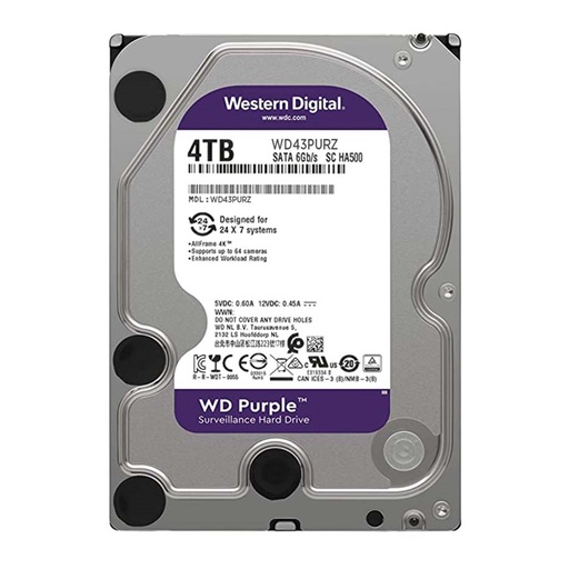 [060919] [WD43PURZ] Western Digital - Disco Duro Interno Purple 4TB 5400 rpm Cache 256Mb 3.5" Videovigilancia
