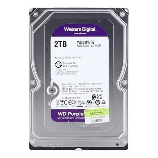 [060918] [WD23PURZ] Western Digital - Disco Duro Interno Purple 2TB 5400 rpm Cache 64Mb 3.5" Videovigilancia