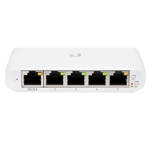 [021051] [USW-FLEX] Ubiquiti - Switch GigaBit PoE de 5 Puertos para Interiores / Exteriores con Soporte de Alimentación de Entrada 802,3bt