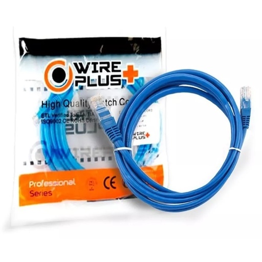 [021061] [WP-PC-C5E-1BLUE] Wireplus - Patch Cord UTP Categoria 5E Color Azul [1 Metro] [Unidad]