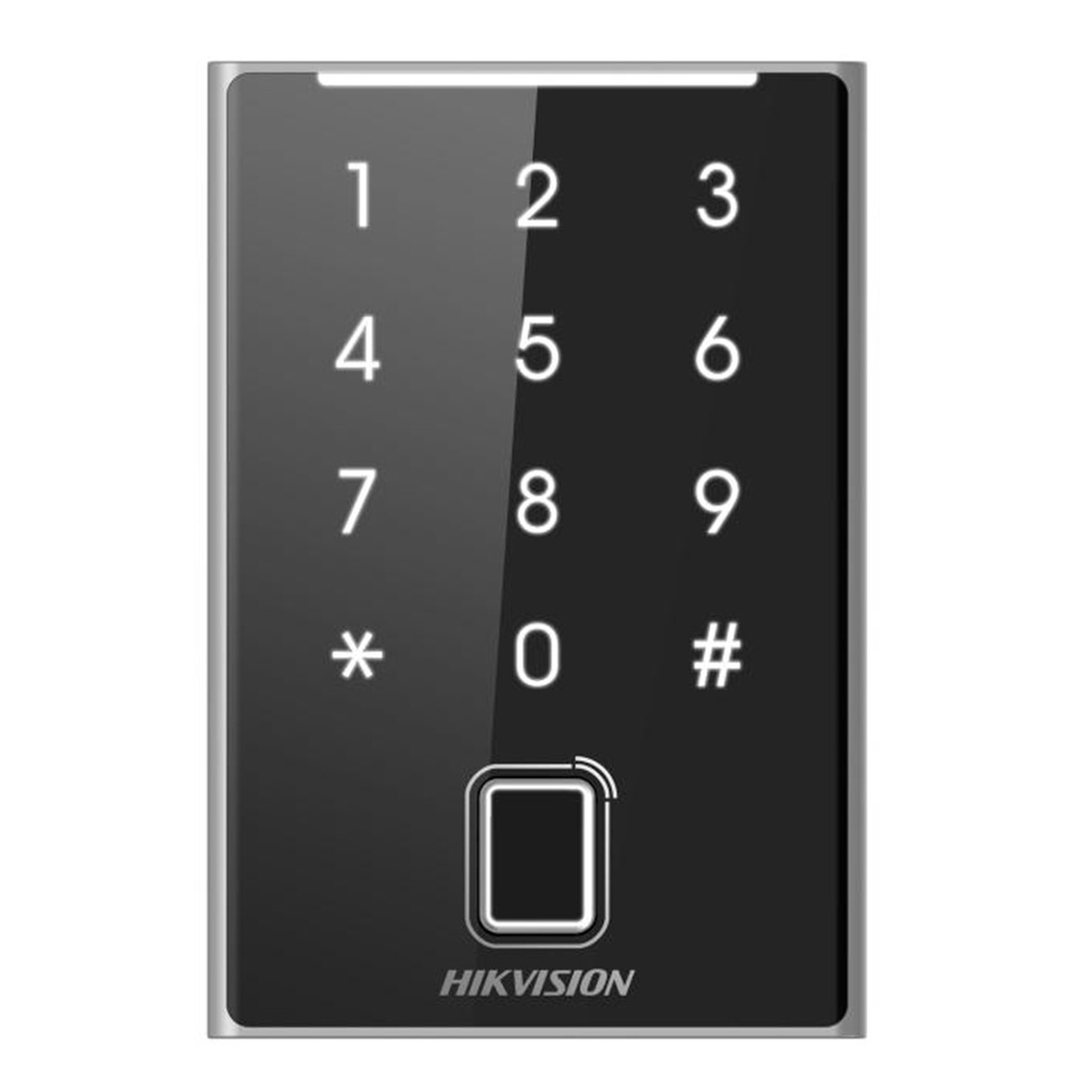 [DS-K1109DKFB] Hikvision - Lector de Tarjetas Proximidad Desfire card, Felica card y Mifare card Teclado para Contraseña y Huellas Comunicación RS485 y Wiegand