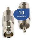 Adaptador BNC Hembra a RCA Macho [10 Unidades]