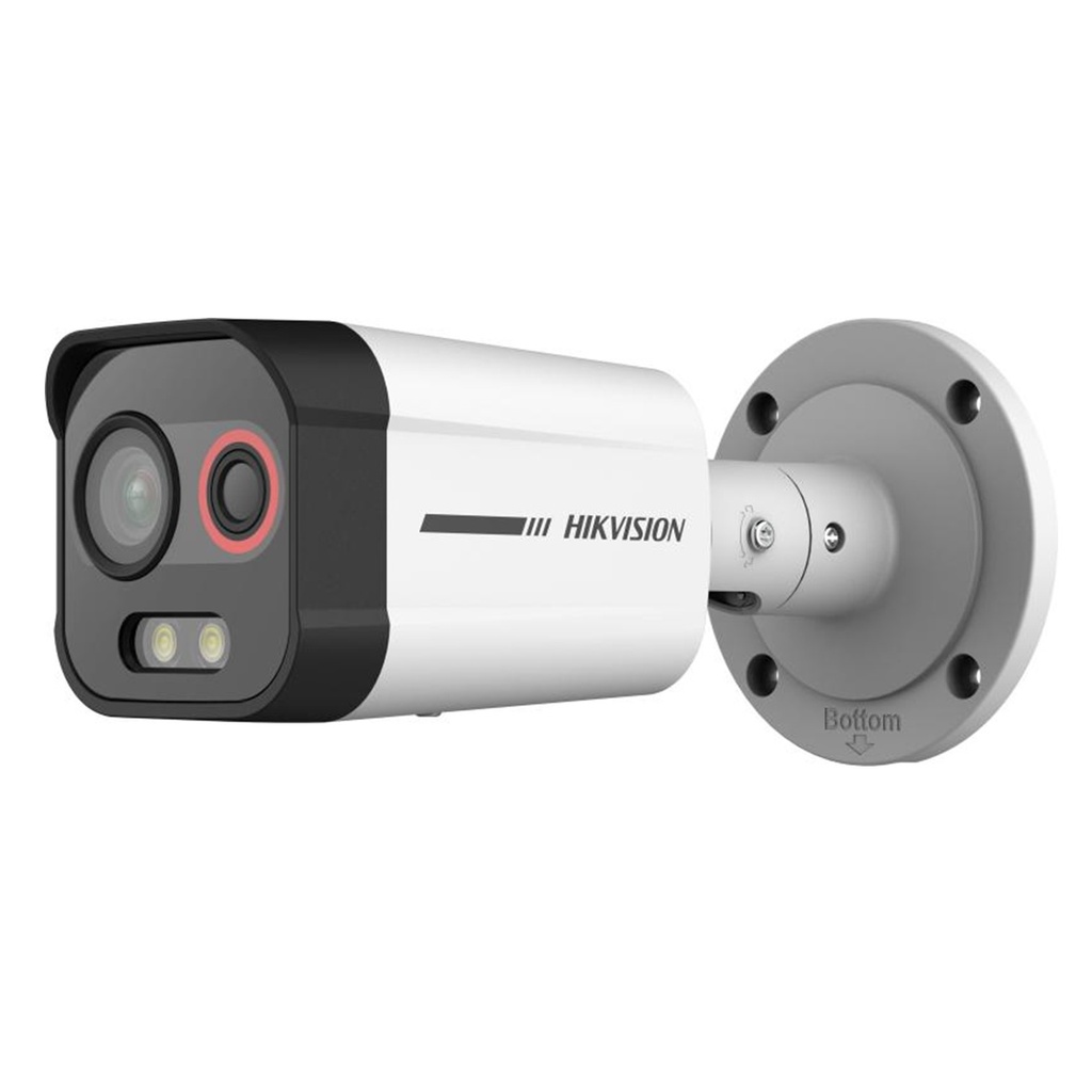 [DS-2TD2608-2/QA] Hikvision - Cámara HD Bullet IP Dual Térmica 2.6mm Óptico 6mm [4MP] Detección de Intrusión por VCA 30 mts Luz Blanca Exterior IP67 PoE Sirena y Luz Intermitente ColorVu AcuSense