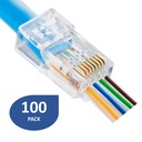 [STC-RJ45-CAT5E-PU] STC - Conector RJ45 Categoria 5E Pass-Through Pasante [100 Unidades]